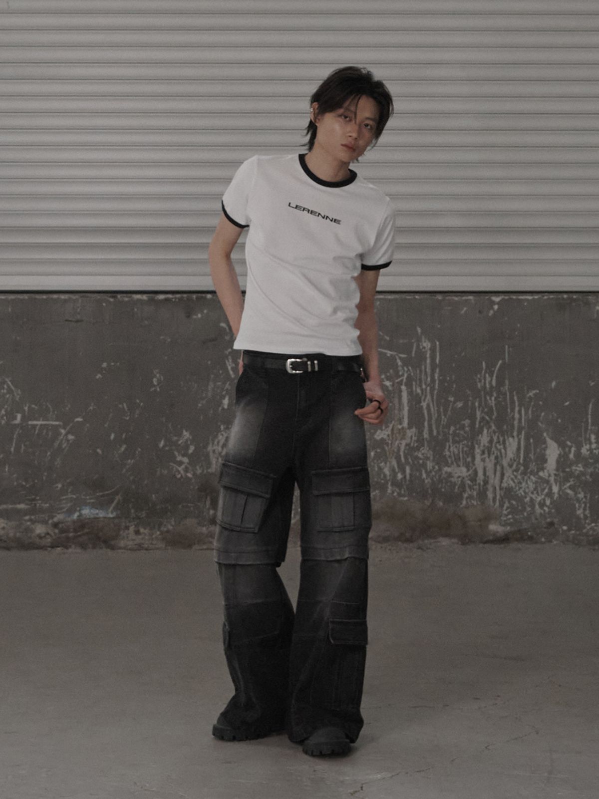 르렌느(LERENNE) Ringer Slim Fit T-Shirt - White