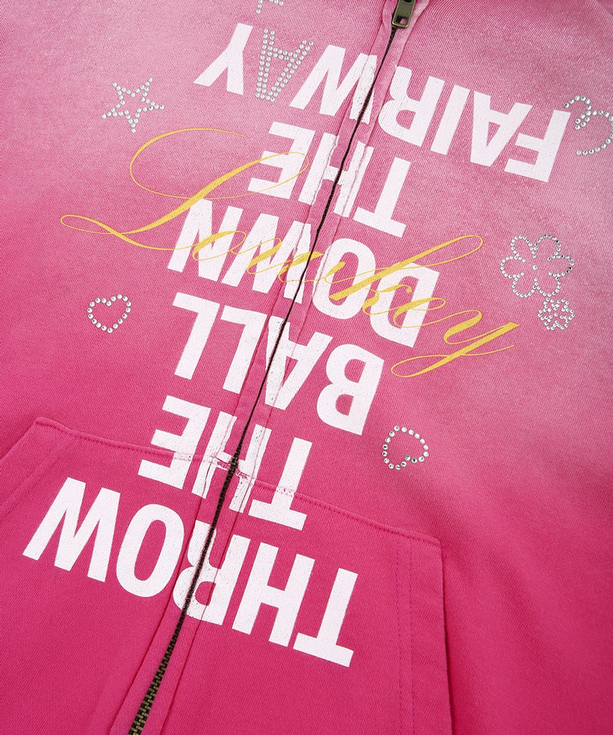 그레일즈(GRAILZ) OVER GRAPHIC VINTAGE ZIP HOODIE [PINK]