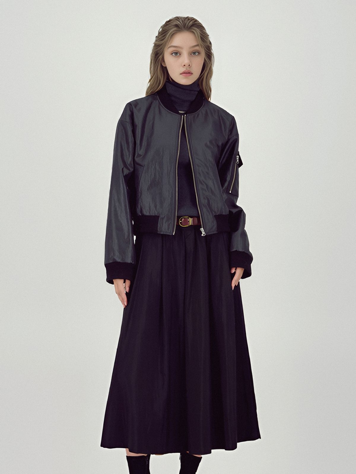 아쿠드(ACUD) Glossy Bomber Jacket _Black