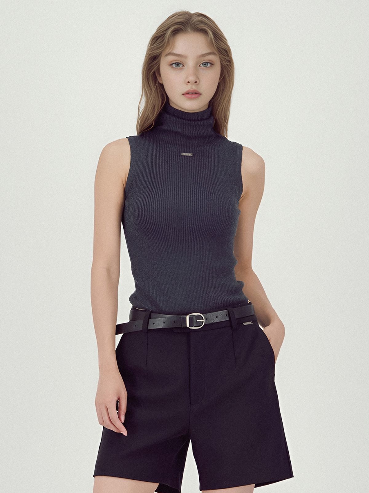 아쿠드(ACUD) Ribbed Sleeveless Knit _Charcoal