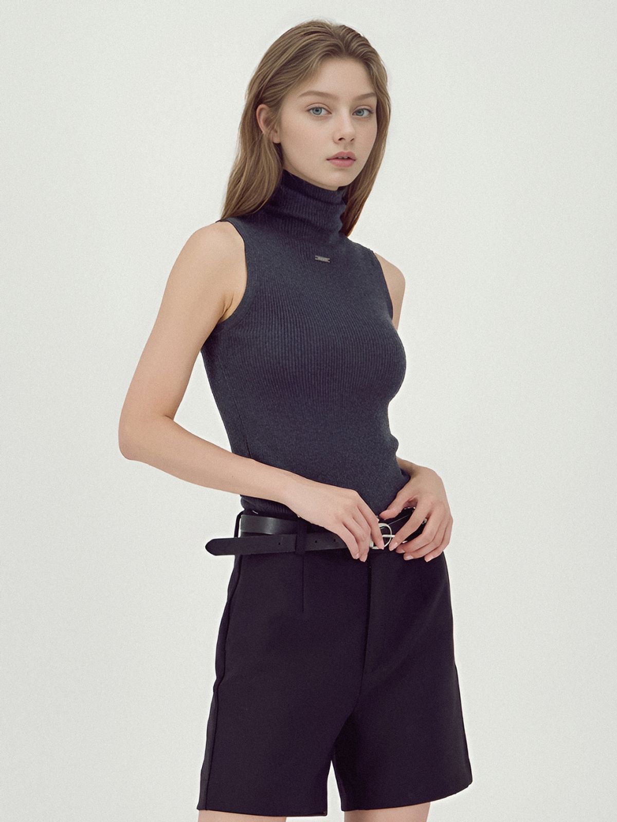 아쿠드(ACUD) Ribbed Sleeveless Knit _Charcoal
