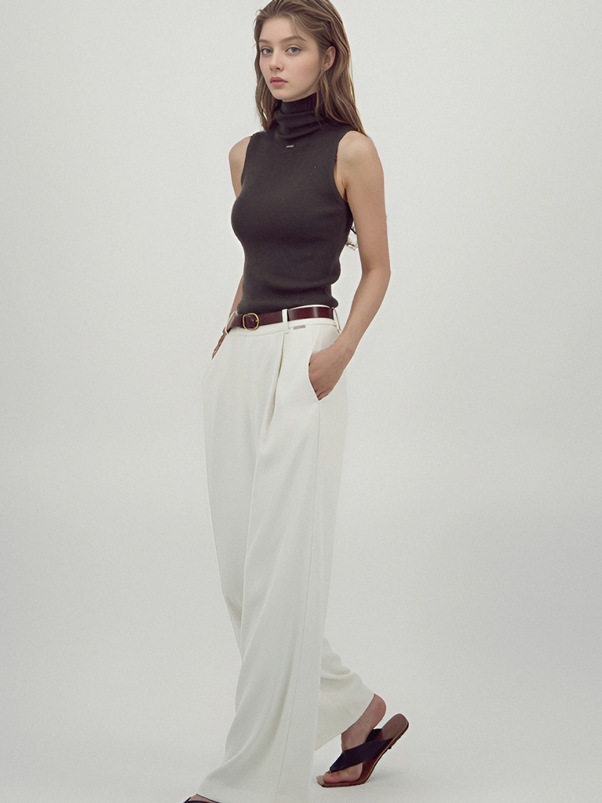 아쿠드(ACUD) Soft Flow Slacks _Ivory