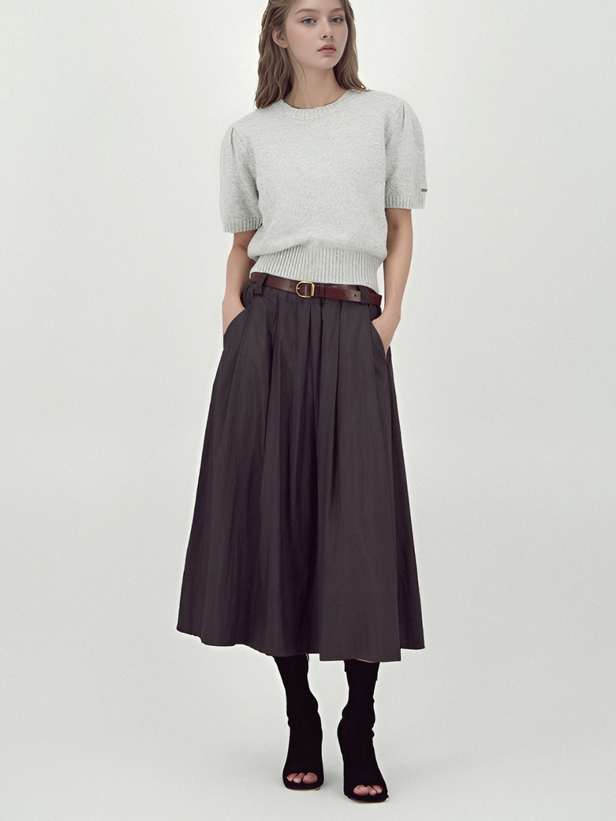 아쿠드(ACUD) Barrel Volume Skirt _D.Brown