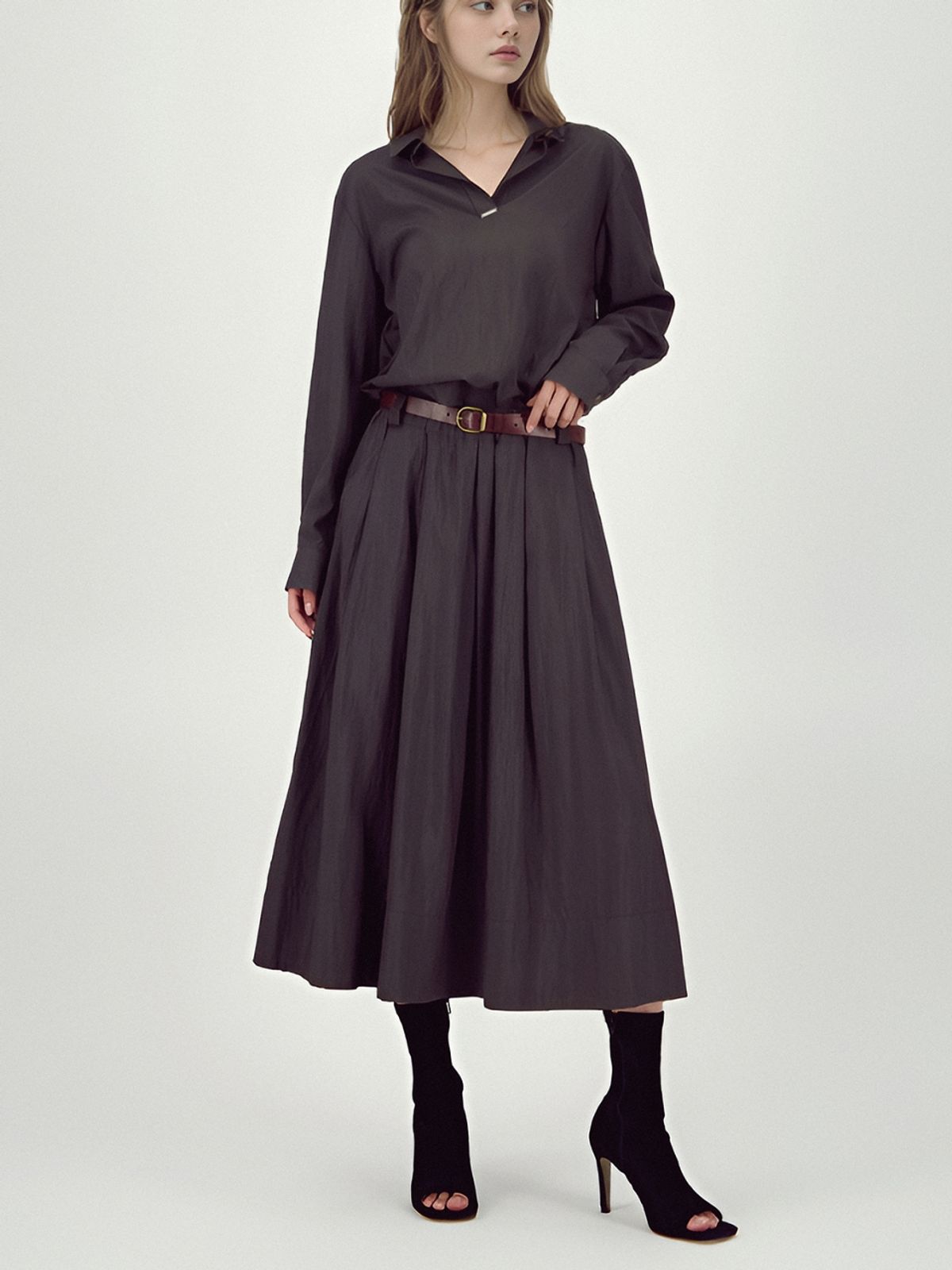 아쿠드(ACUD) Barrel Volume Skirt _D.Brown