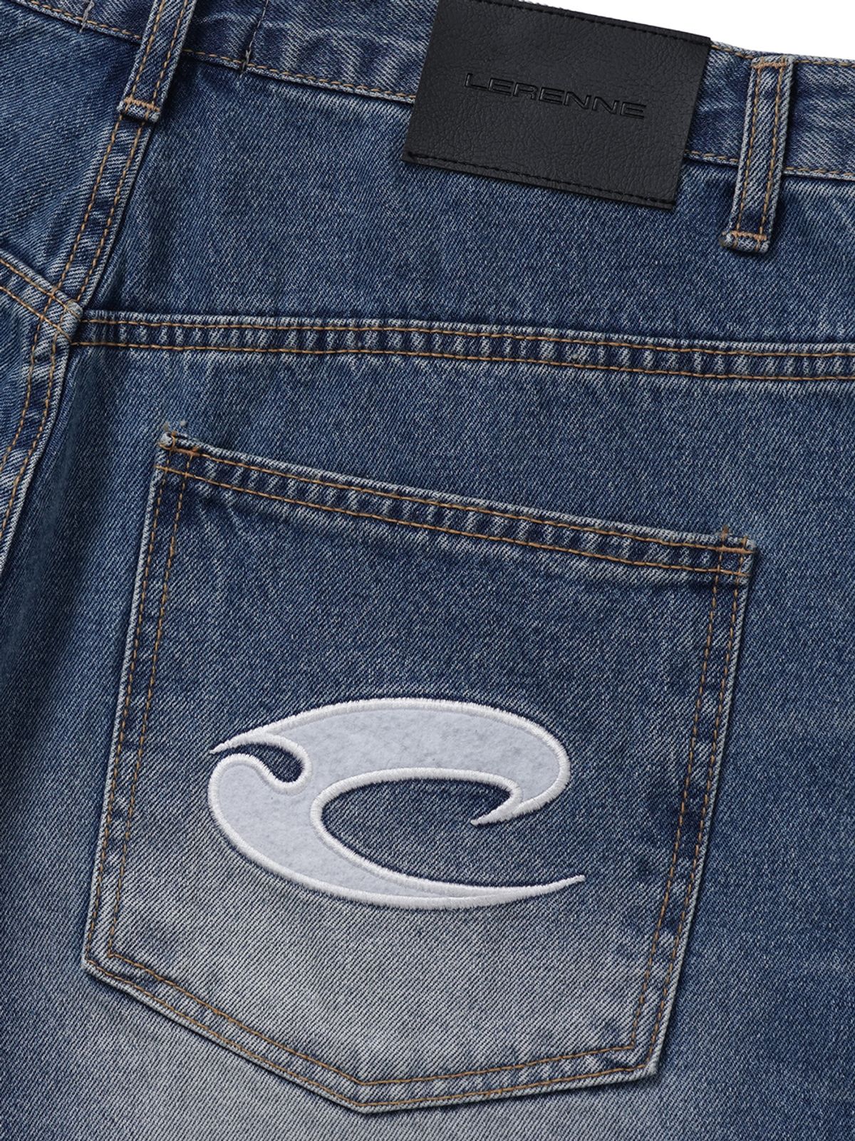 르렌느(LERENNE) Denim Bermuda Pants - Blue