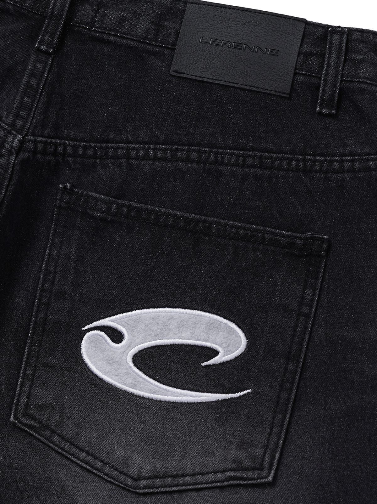 르렌느(LERENNE) Denim Bermuda Pants - Black