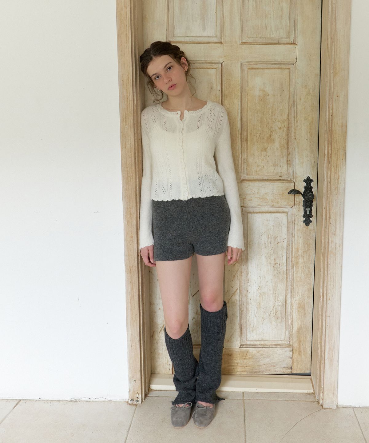 리엘(RE L) Shuu knit shorts (charcoal)