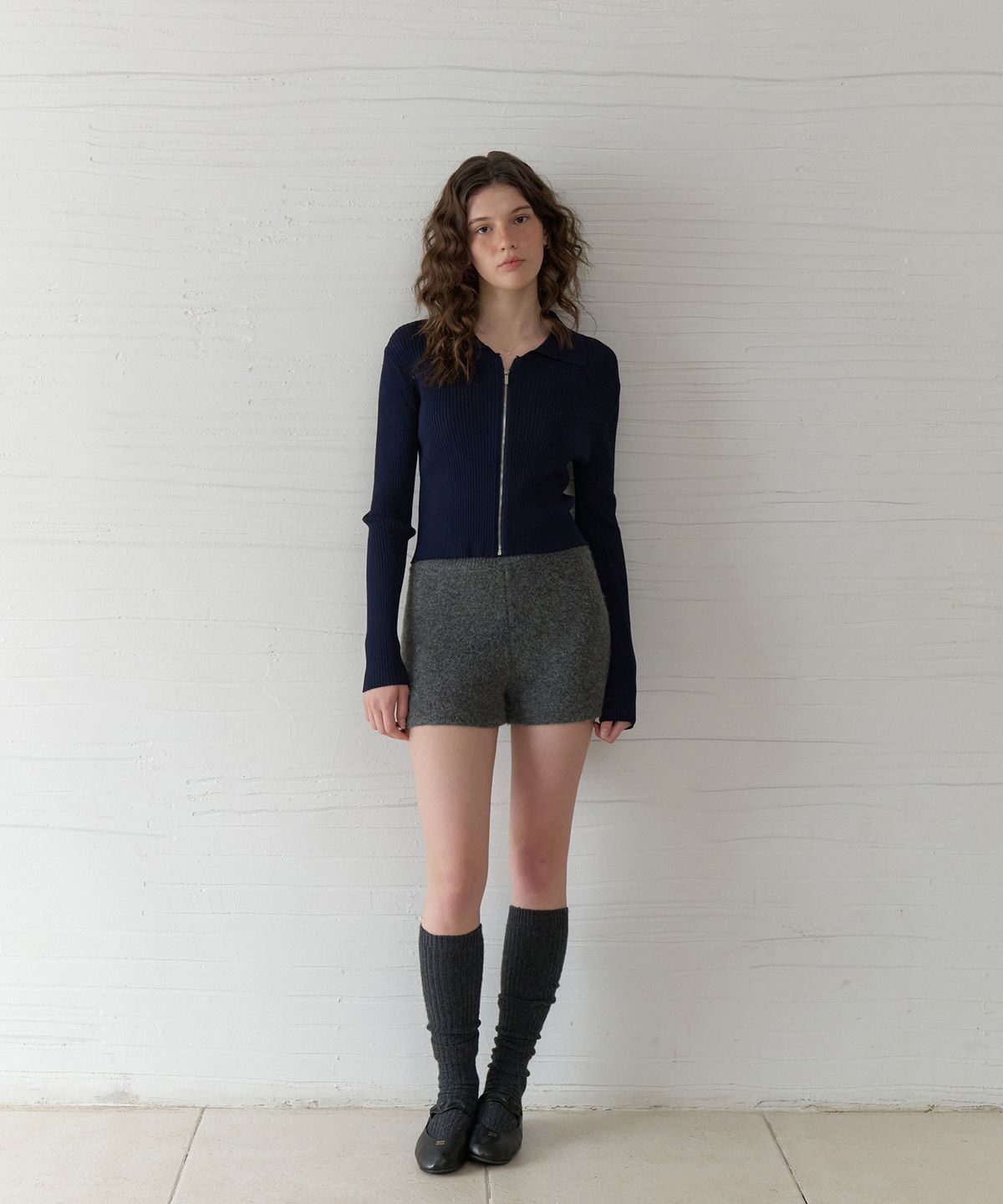 리엘(RE L) Shuu knit shorts (charcoal)