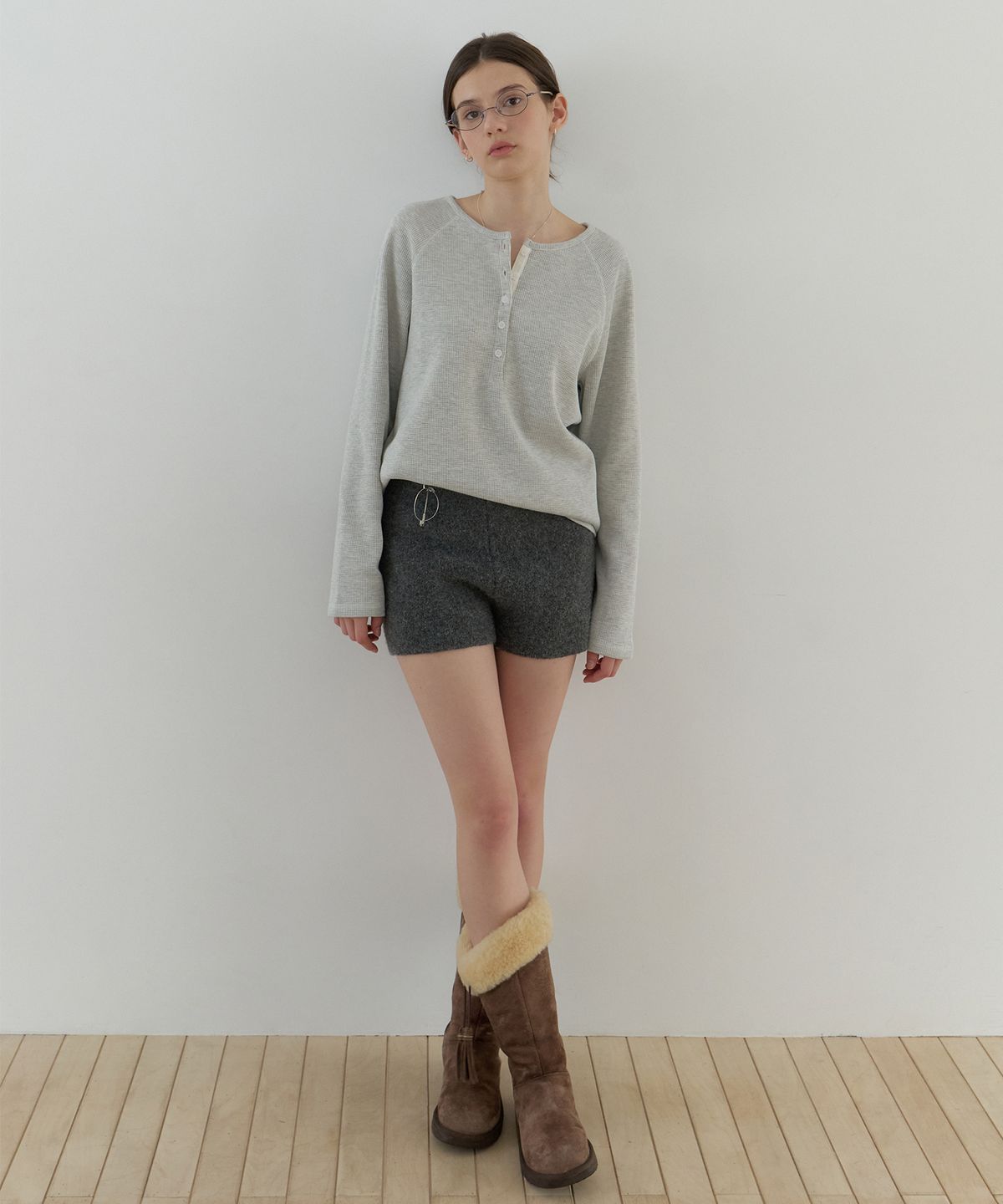 리엘(RE L) Shuu knit shorts (charcoal)