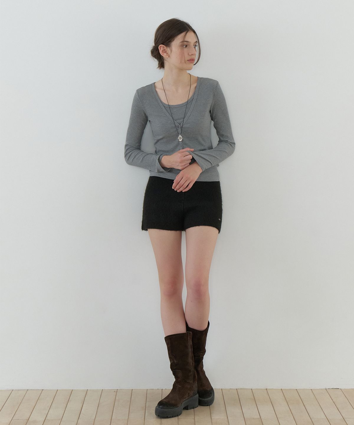 리엘(RE L) Shuu knit shorts (black)
