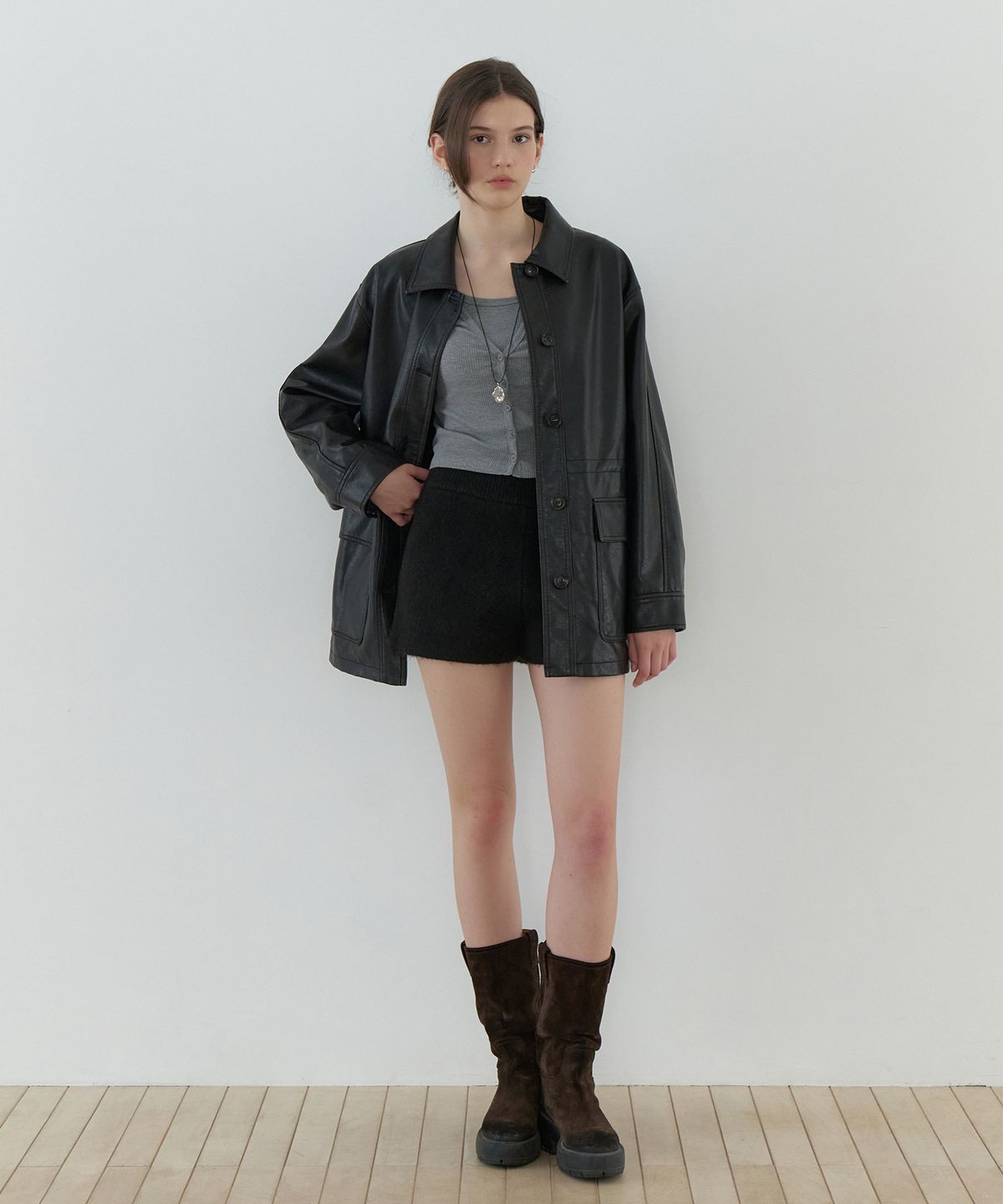 리엘(RE L) Shuu knit shorts (black)