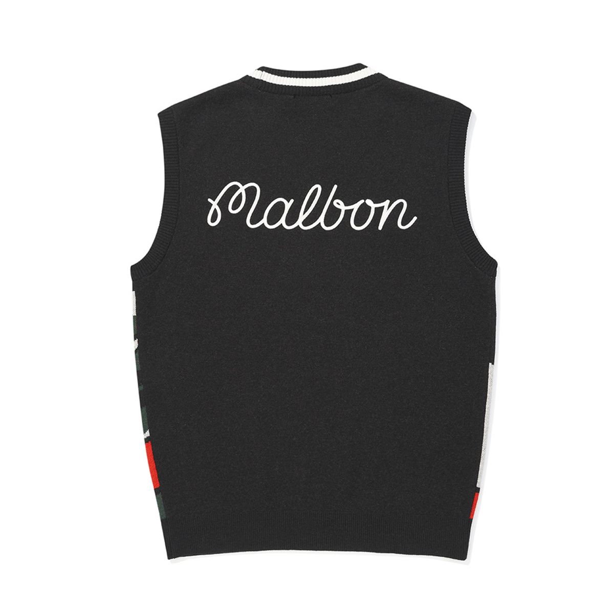 말본 골프(MALBON GOLF) 시즌 아트웍 자카드 니트 베스트 BLACK (MAN)