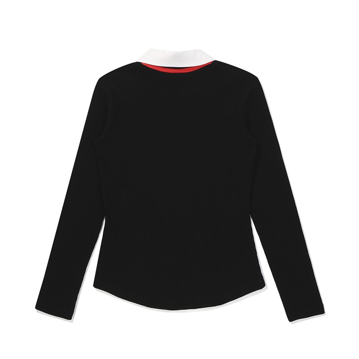 말본 골프(MALBON GOLF) 여성 레이어드 오픈 카라 티셔츠 BLACK (WOMAN)