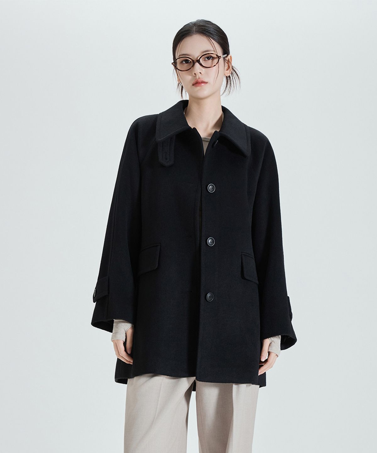미쏘(MIXXO) 울 블렌디드 스탠카라 하프코트_MIWJHFV0PG