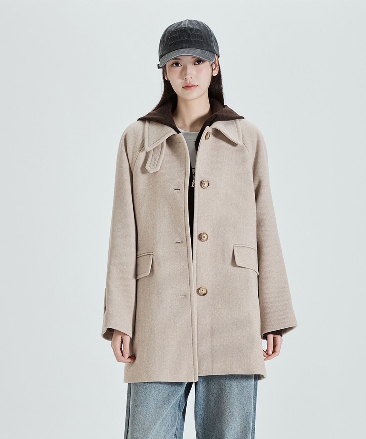 미쏘(MIXXO) 울 블렌디드 스탠카라 하프코트_MIWJHFV0PG