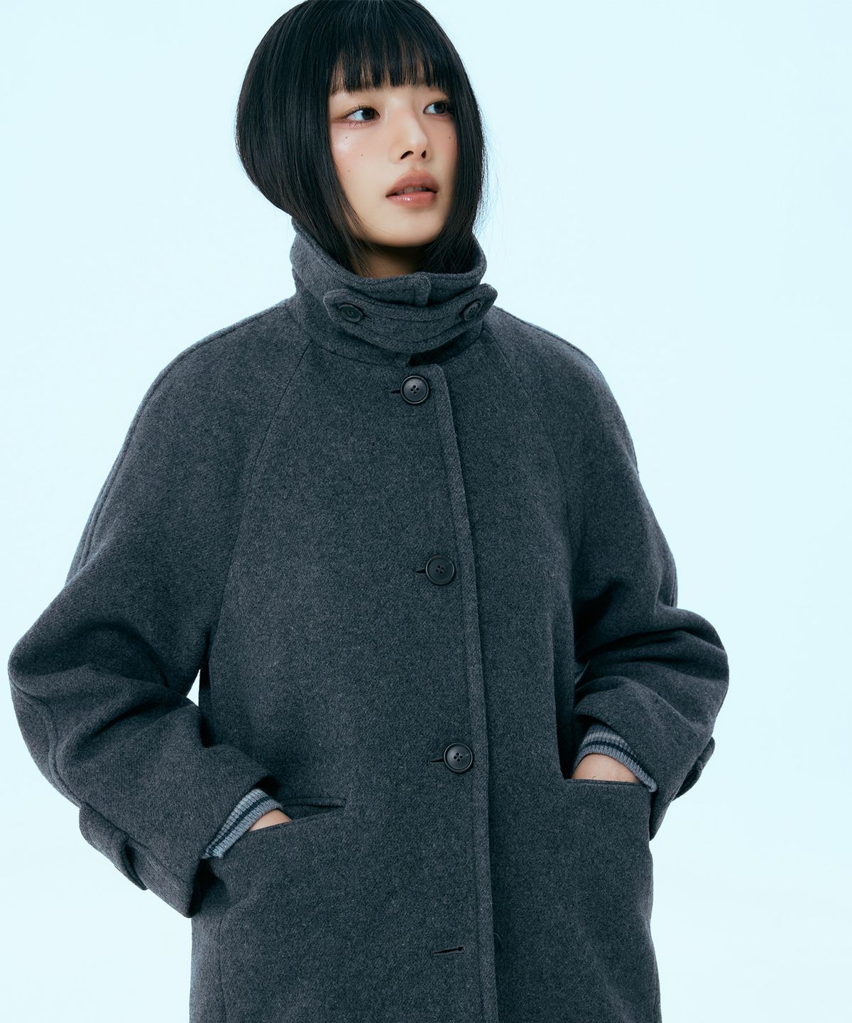 미쏘(MIXXO) 울 블렌디드 스탠카라 하프코트_MIWJHFV0PG
