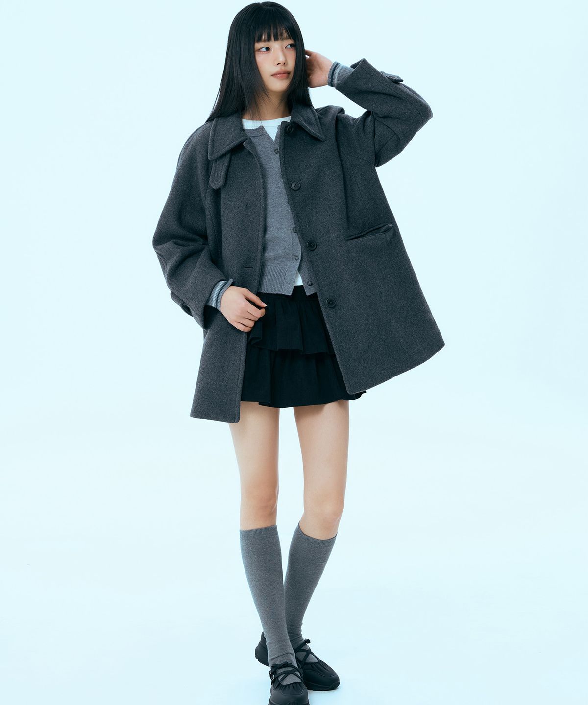 미쏘(MIXXO) 울 블렌디드 스탠카라 하프코트_MIWJHFV0PG