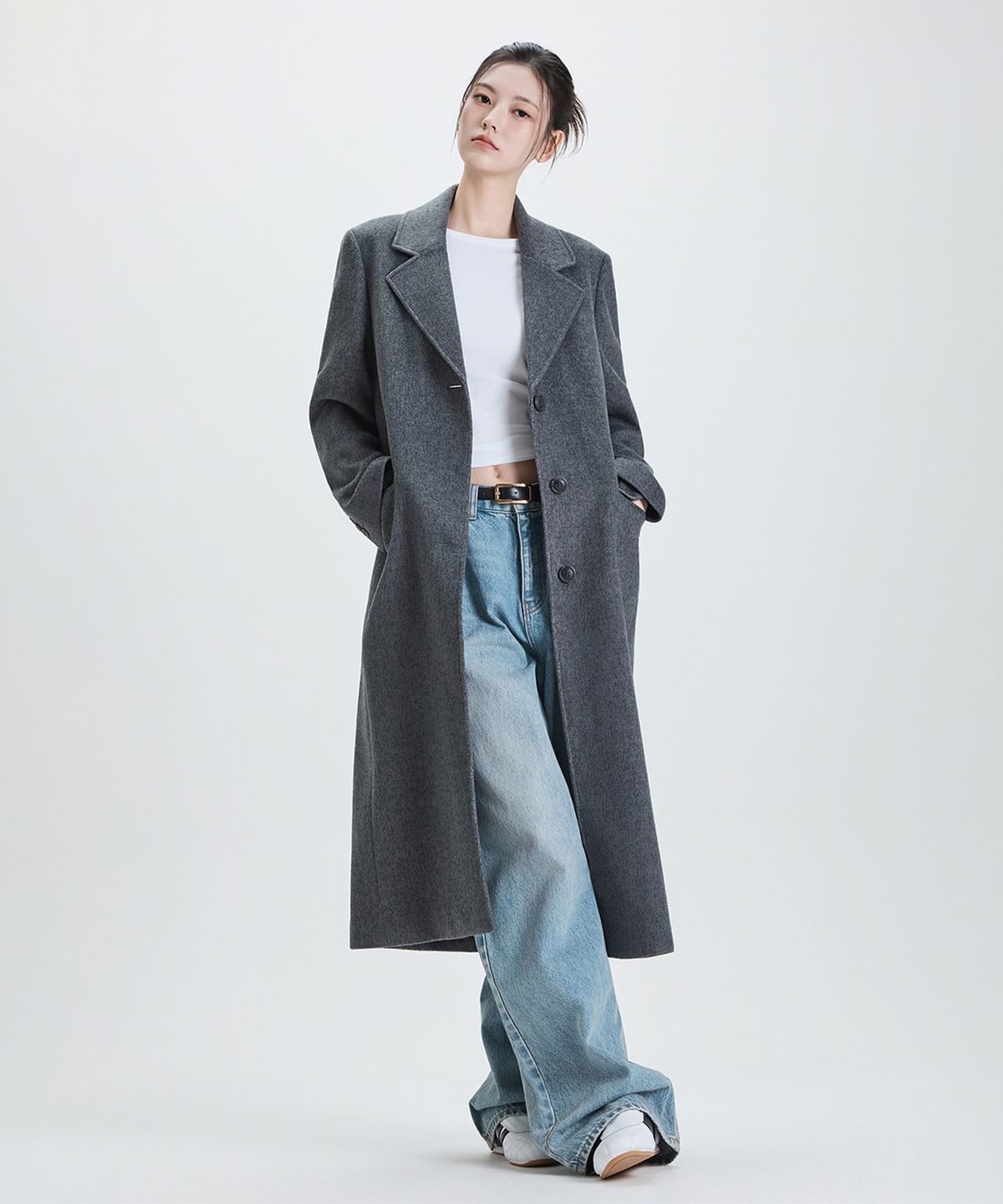미쏘(MIXXO) 울 블렌디드 싱글 롱 코트_MIWJHFV0PB