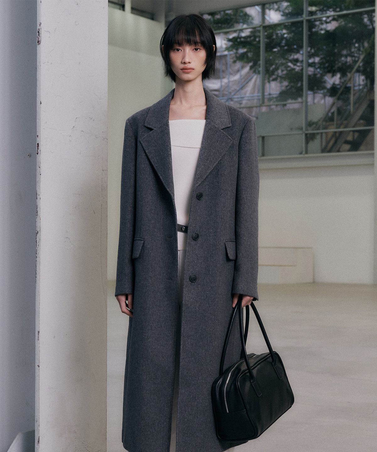 미쏘(MIXXO) 울 블렌디드 싱글 롱 코트_MIWJHFV0PB