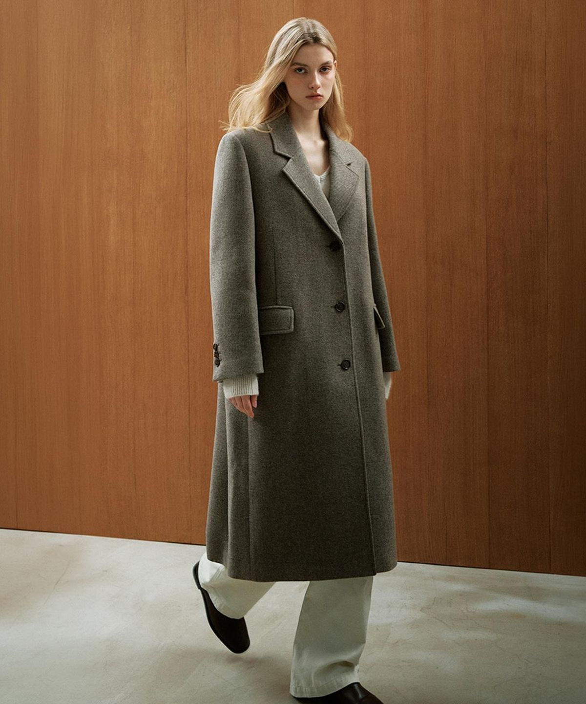 미쏘(MIXXO) 울블렌디드 테일러드 롱코트_MIWJHGV0PB