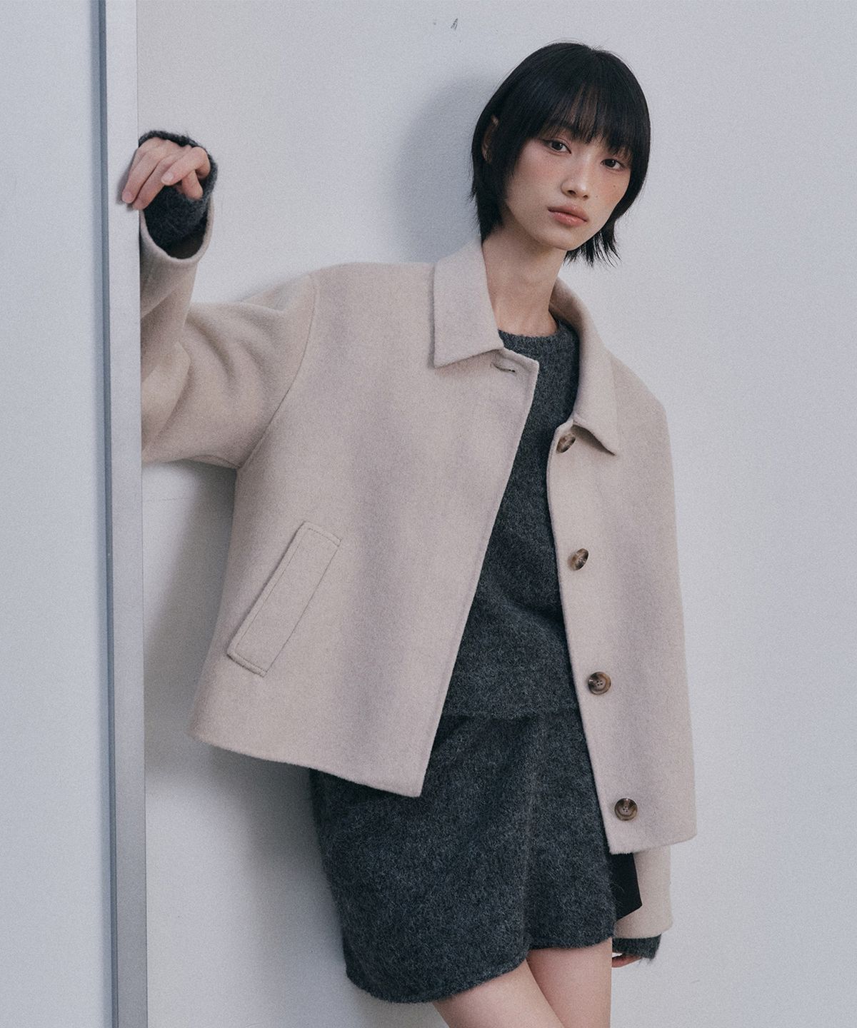 미쏘(MIXXO) 핸드메이드 스탠카라 자켓_MIWJKFV4PG
