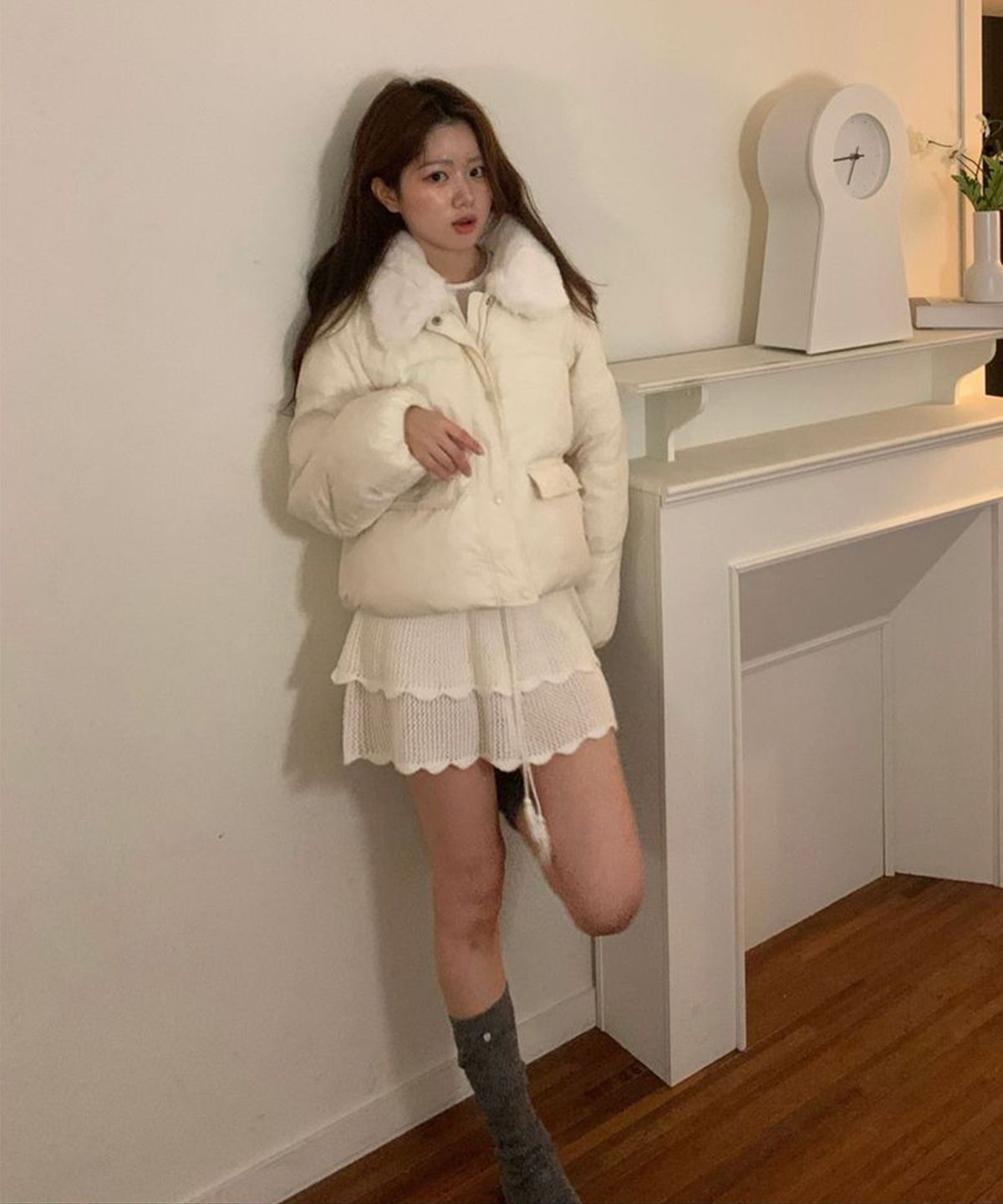 미쏘(MIXXO) 페이크퍼카라 숏패딩_MIWJPGV2PG