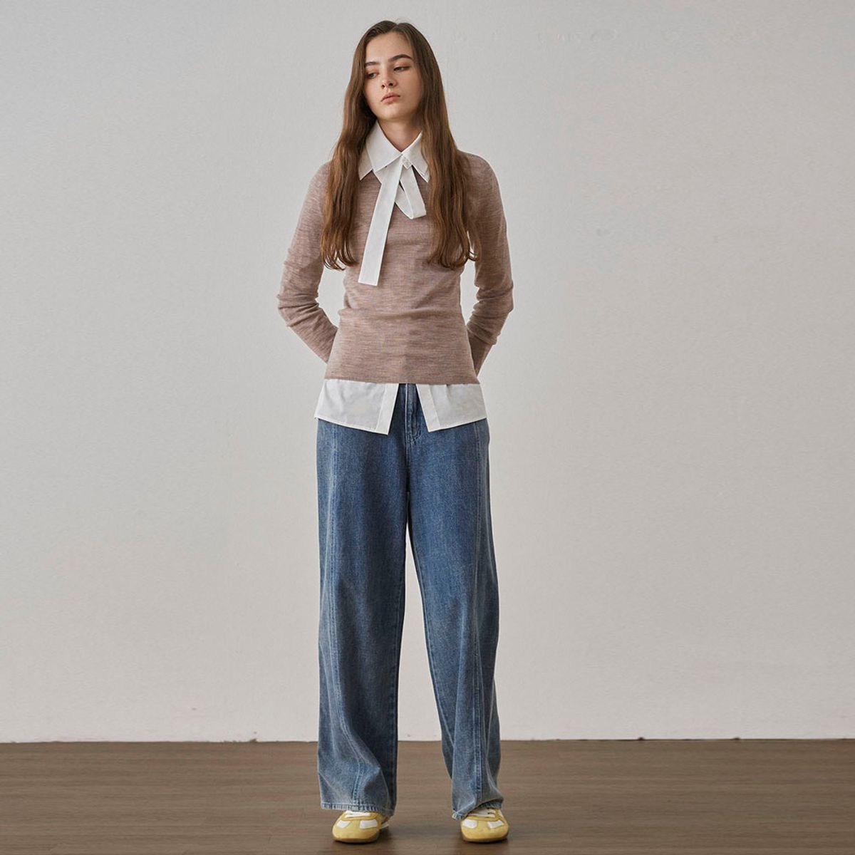 씨커슨(CKUSUN) BIELLA WOOL BLEND HIGH NECK KNIT TOP - BEIGE