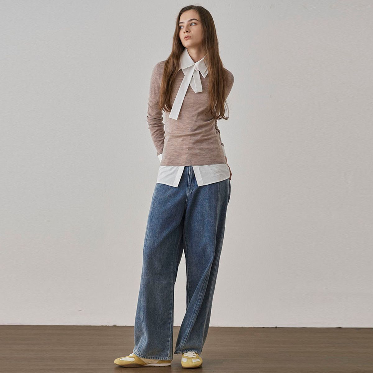 씨커슨(CKUSUN) BIELLA WOOL BLEND HIGH NECK KNIT TOP - BEIGE