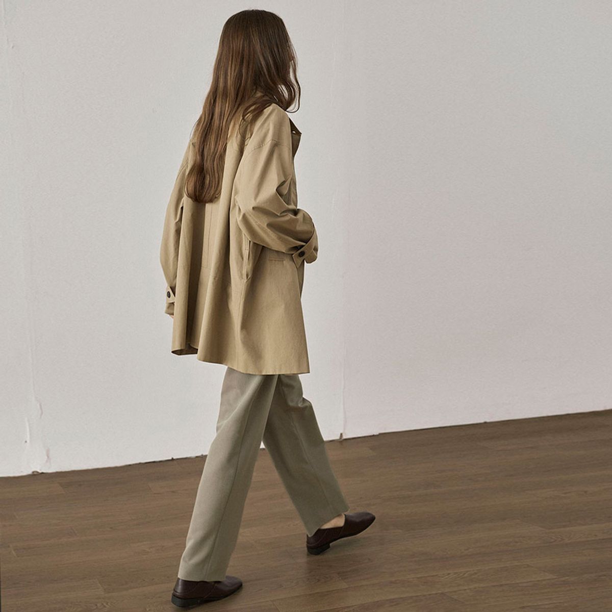 씨커슨(CKUSUN) OVERSIZE BELTED HALF COAT - BEIGE