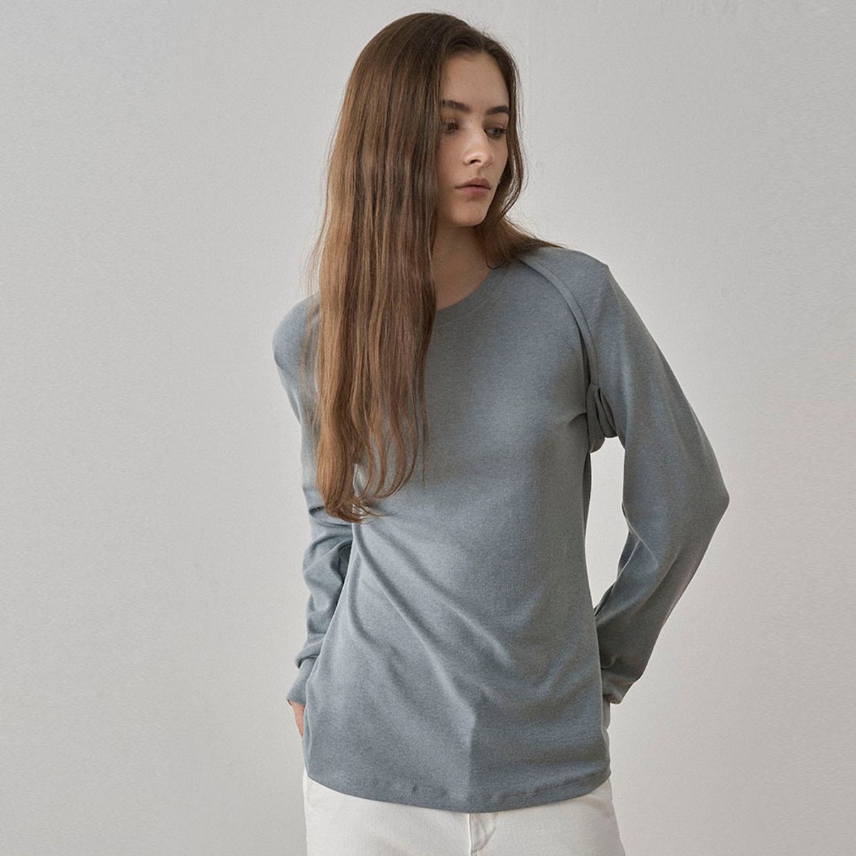 씨커슨(CKUSUN) WOOL BLEND BOLERO LAYERED T-SHIRTS - MINT