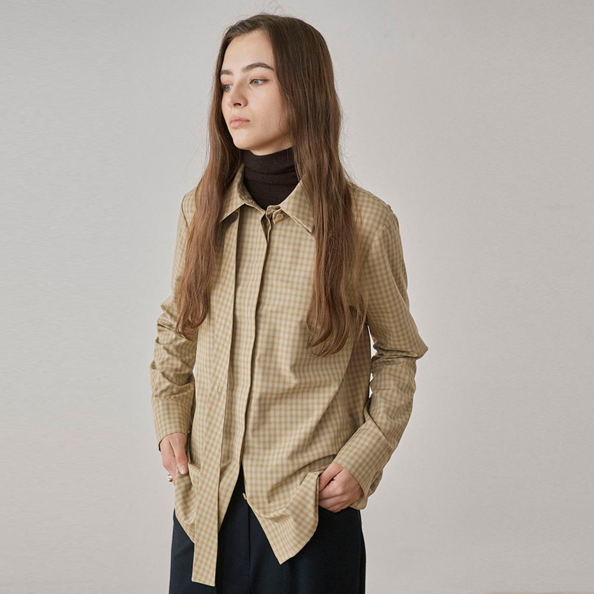 씨커슨(CKUSUN) Cait CHECK SHIRTS - BEIGE
