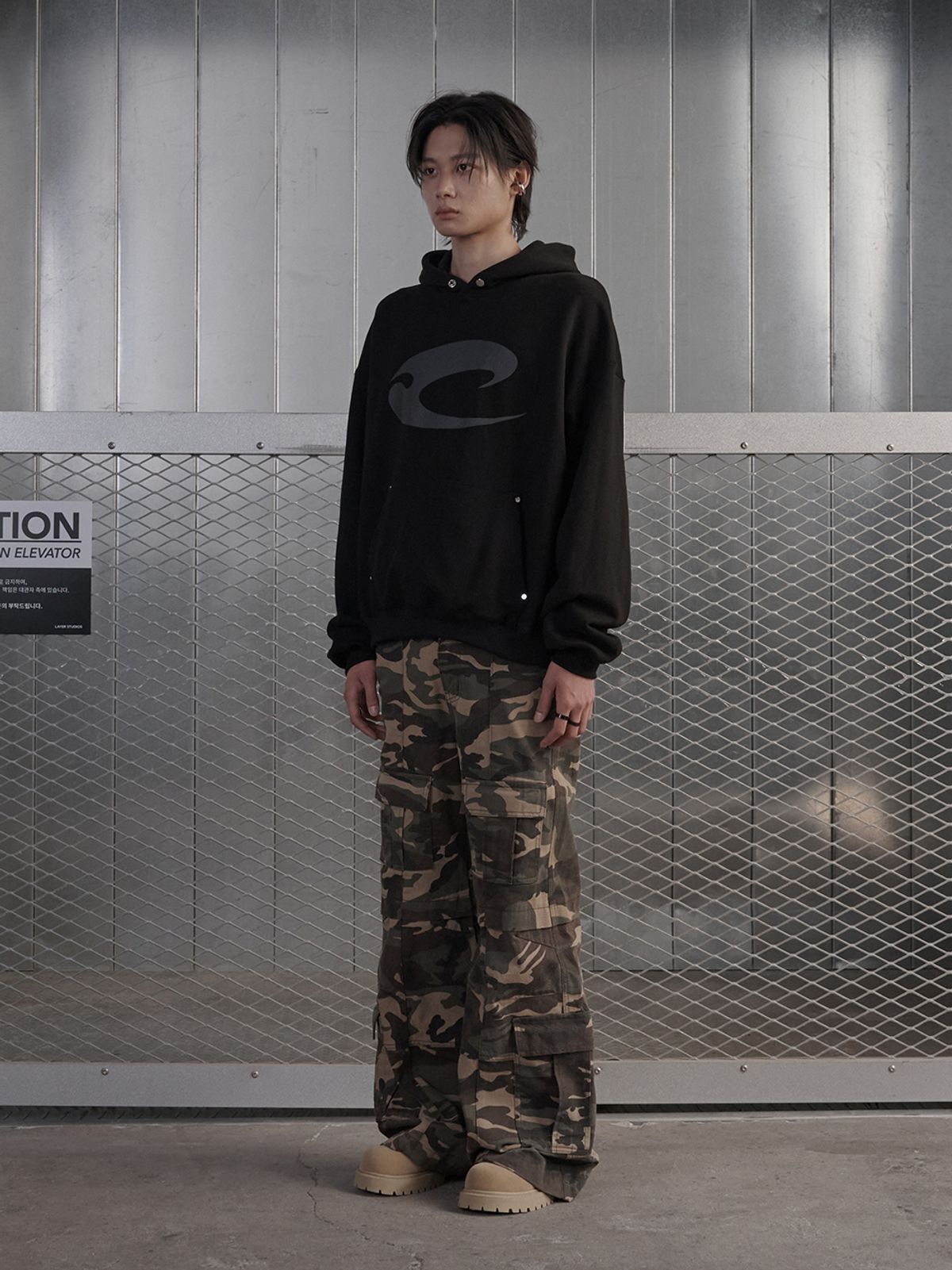 르렌느(LERENNE) Logo Printing Hoodie - Black