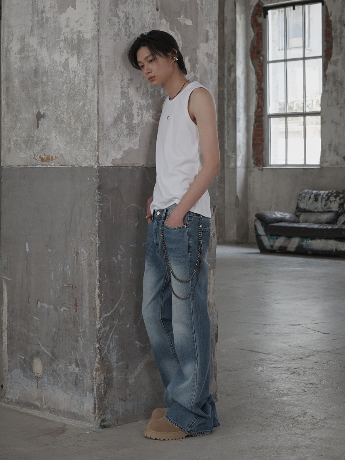 르렌느(LERENNE) Flare Denim Pants - Blue