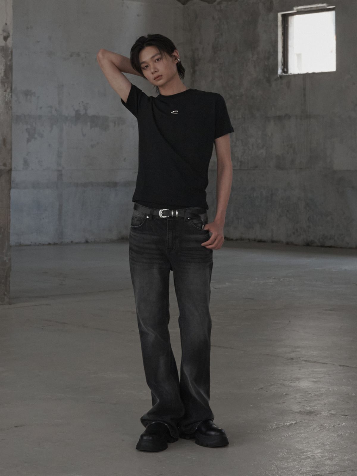 르렌느(LERENNE) Flare Denim Pants - Black