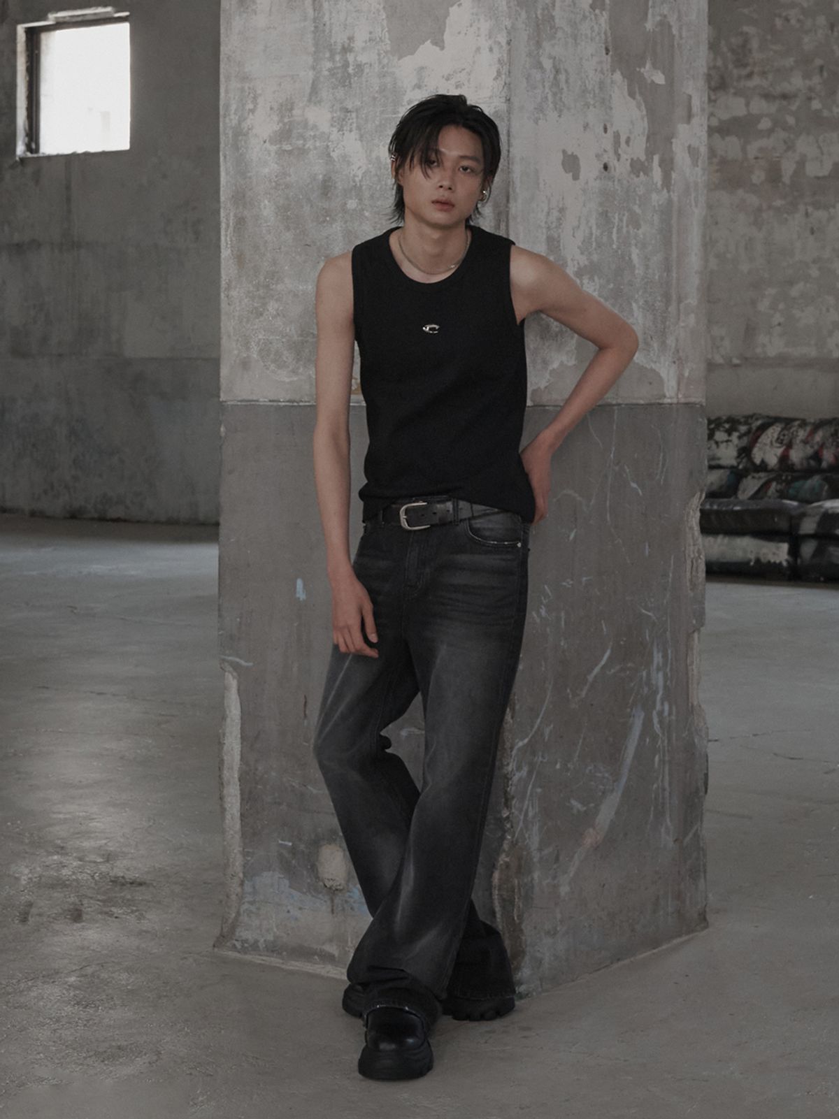 르렌느(LERENNE) Flare Denim Pants - Black