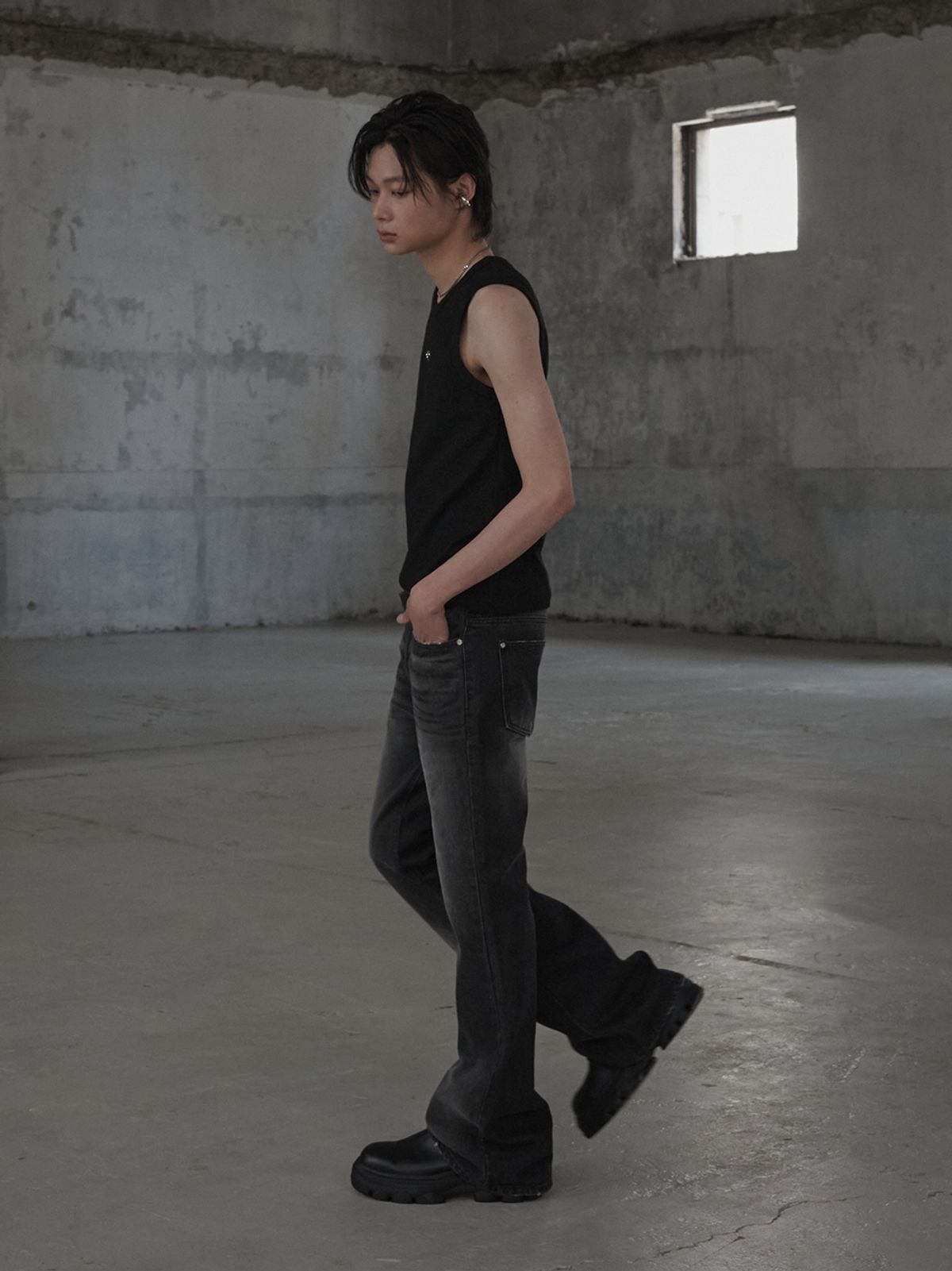르렌느(LERENNE) Flare Denim Pants - Black