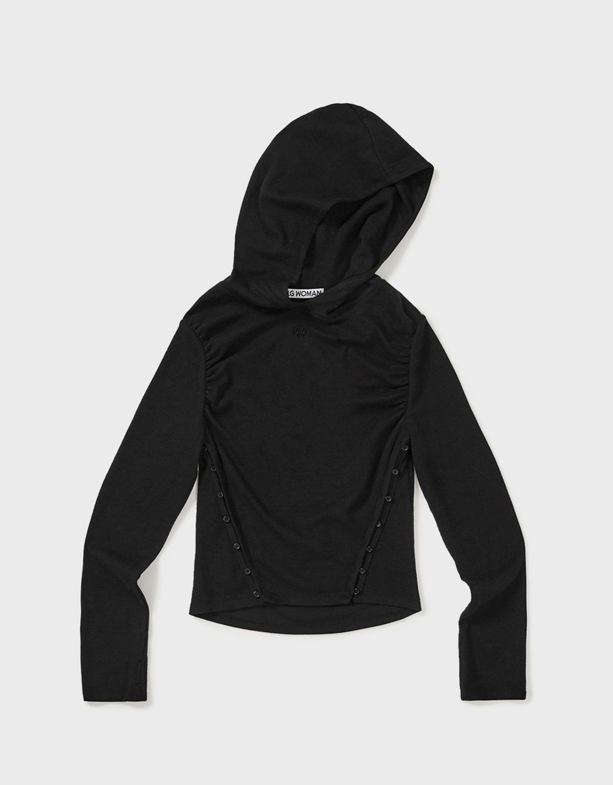 엠엠더블유(MMW) [MMW] SHIRRING LINE HOOD LSV-T (BLACK)