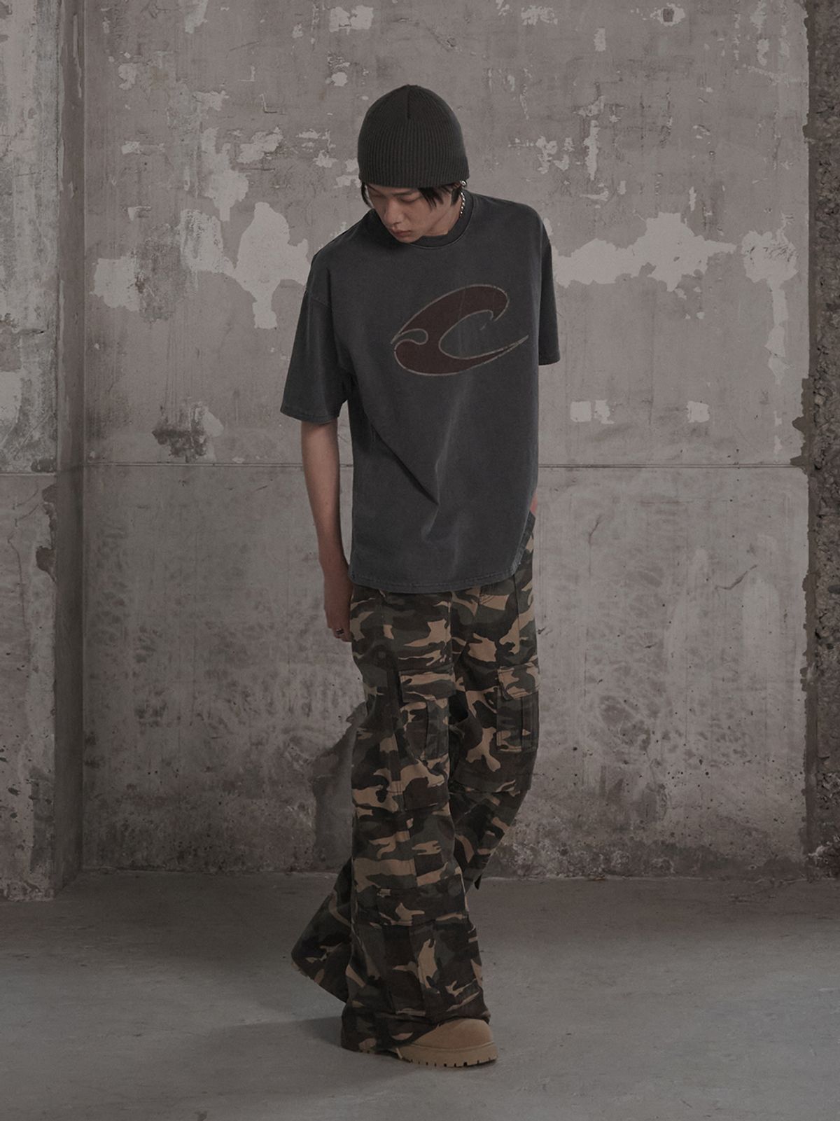 르렌느(LERENNE) Multi Pocket Cargo Flare Camo Pants - Camo