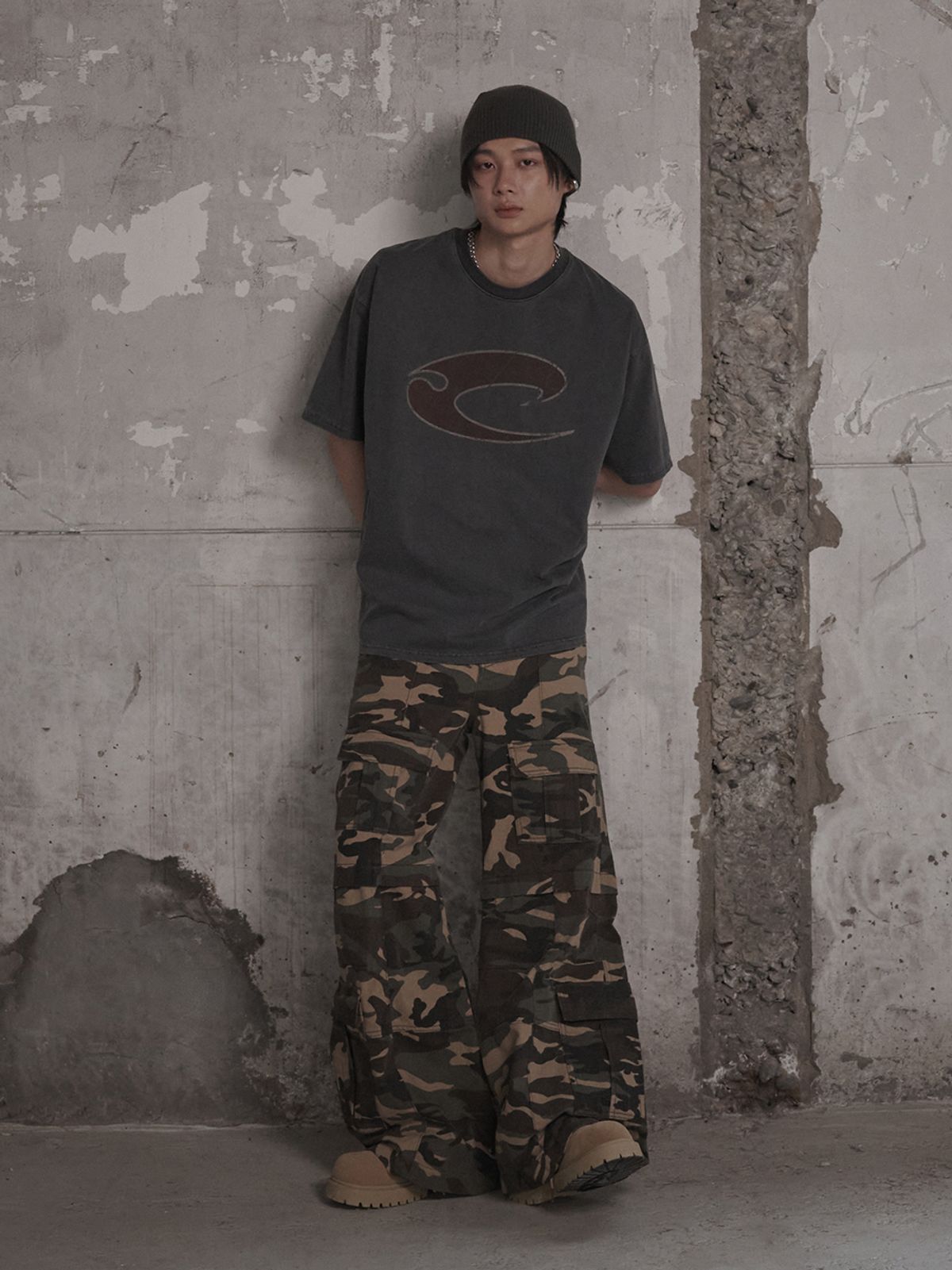 르렌느(LERENNE) Multi Pocket Cargo Flare Camo Pants - Camo