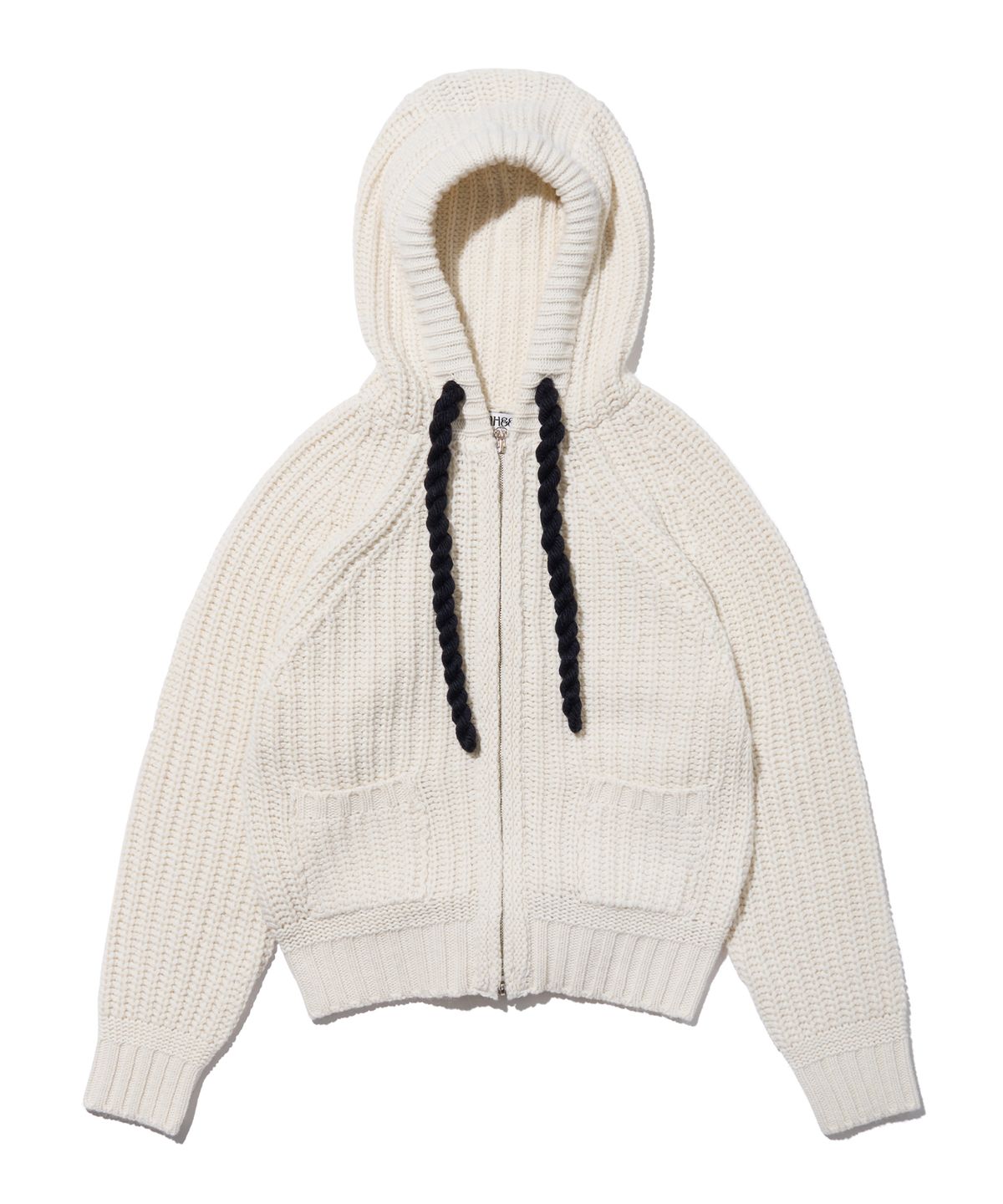 유희(YOUHEE) ROPE HOOD ZIP-UP KNIT IVORY