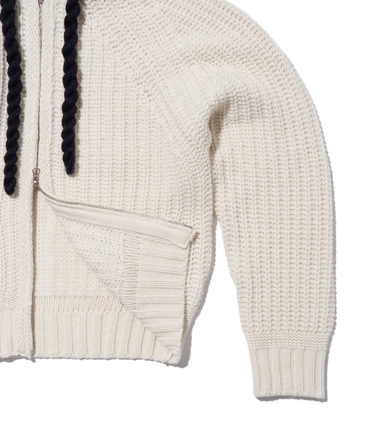 유희(YOUHEE) ROPE HOOD ZIP-UP KNIT IVORY