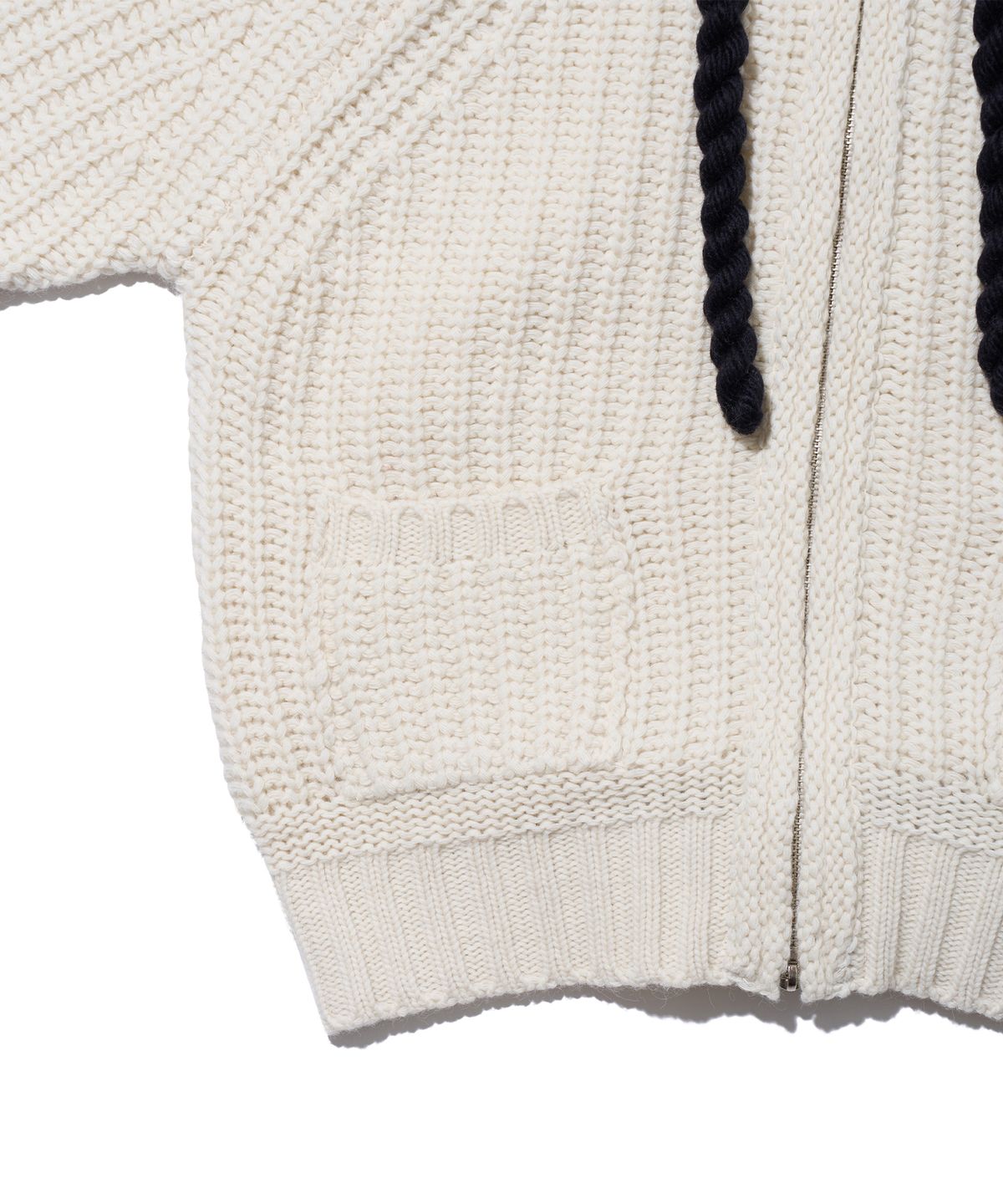 유희(YOUHEE) ROPE HOOD ZIP-UP KNIT IVORY