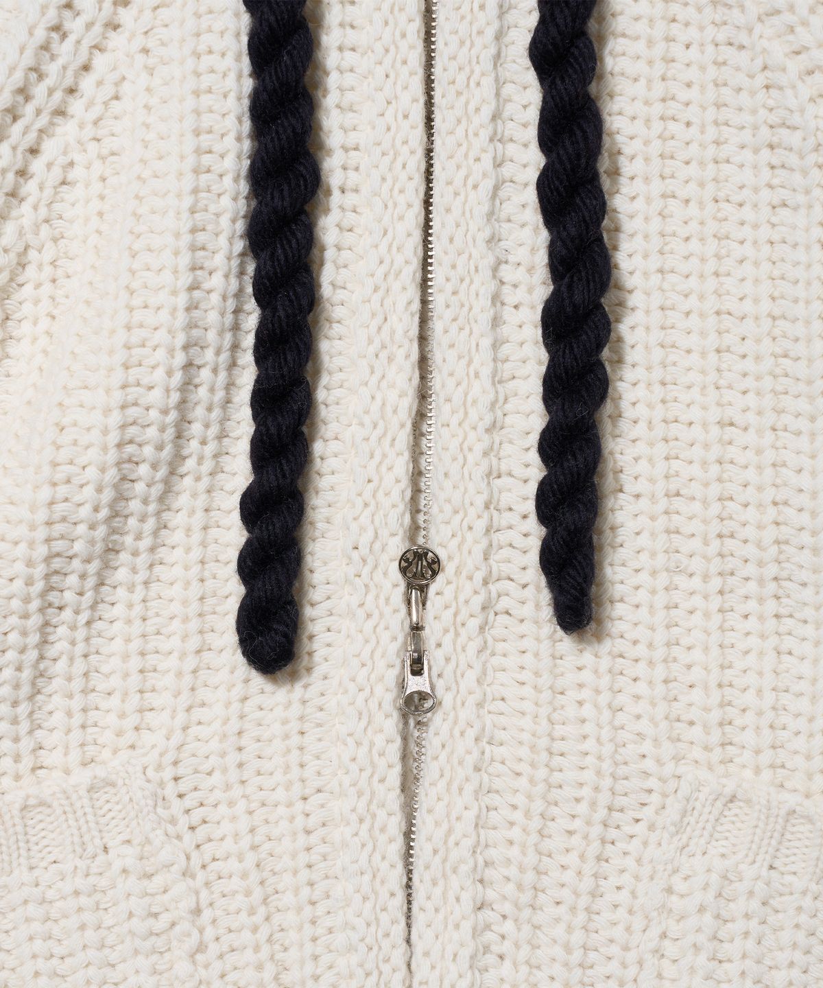 유희(YOUHEE) ROPE HOOD ZIP-UP KNIT IVORY