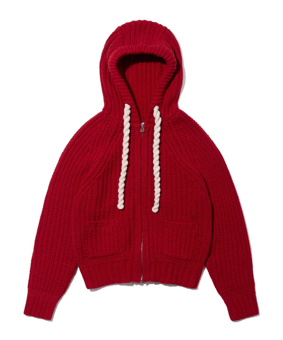 유희(YOUHEE) ROPE HOOD ZIP-UP KNIT RED