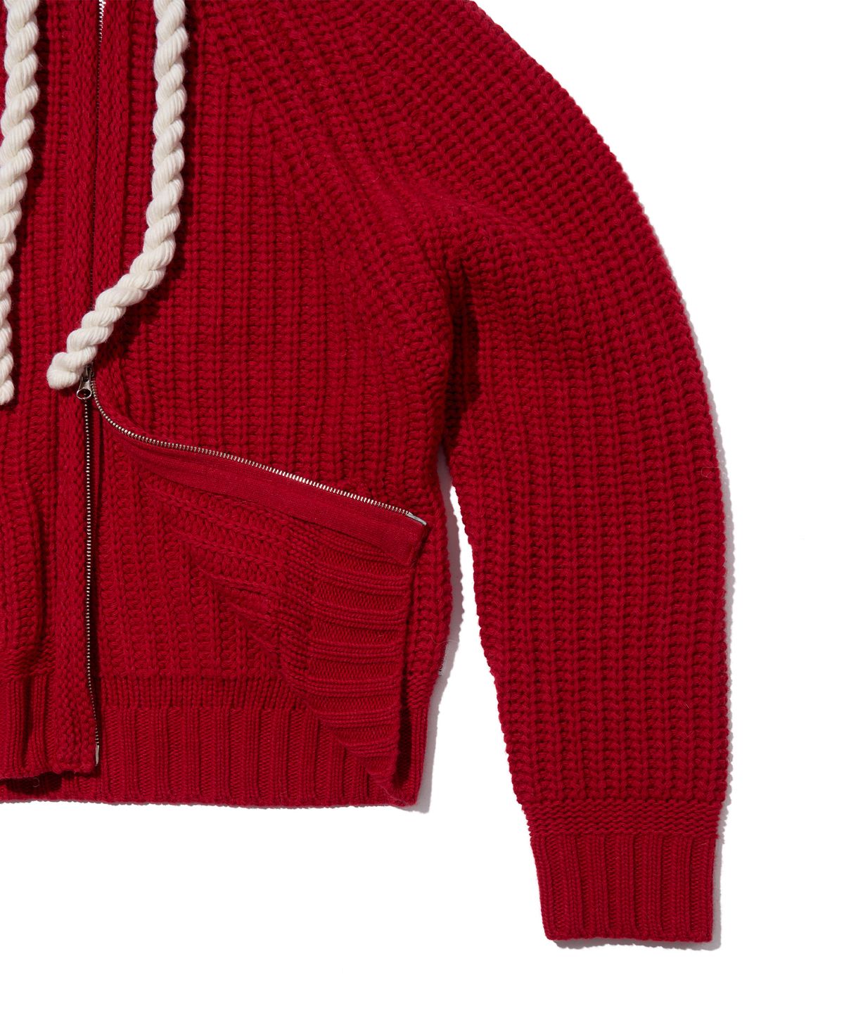 유희(YOUHEE) ROPE HOOD ZIP-UP KNIT RED