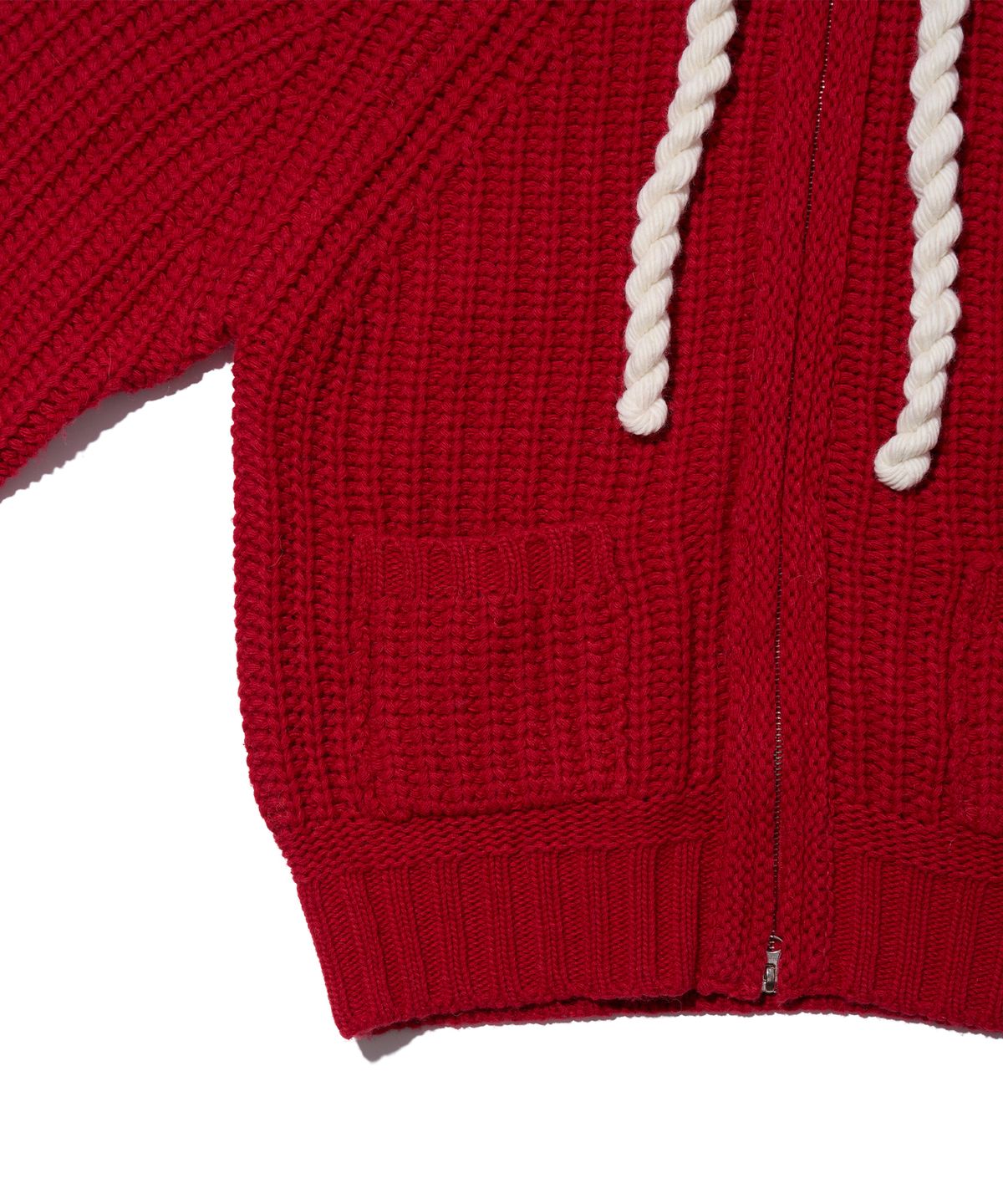 유희(YOUHEE) ROPE HOOD ZIP-UP KNIT RED