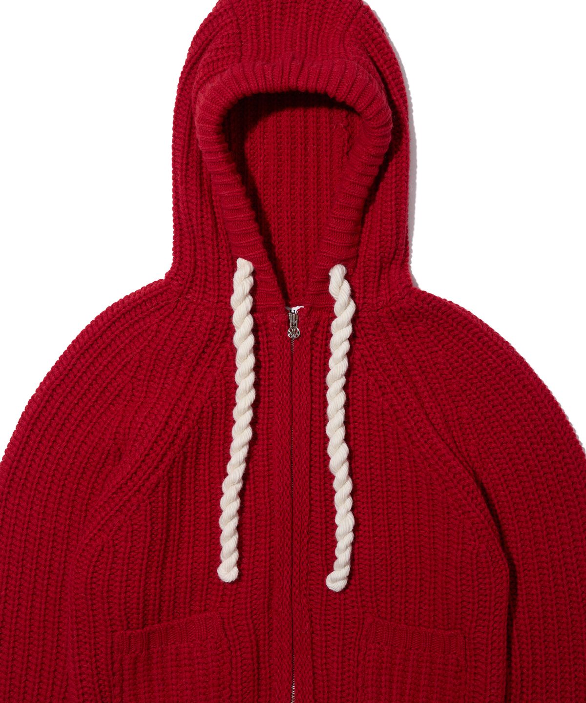 유희(YOUHEE) ROPE HOOD ZIP-UP KNIT RED