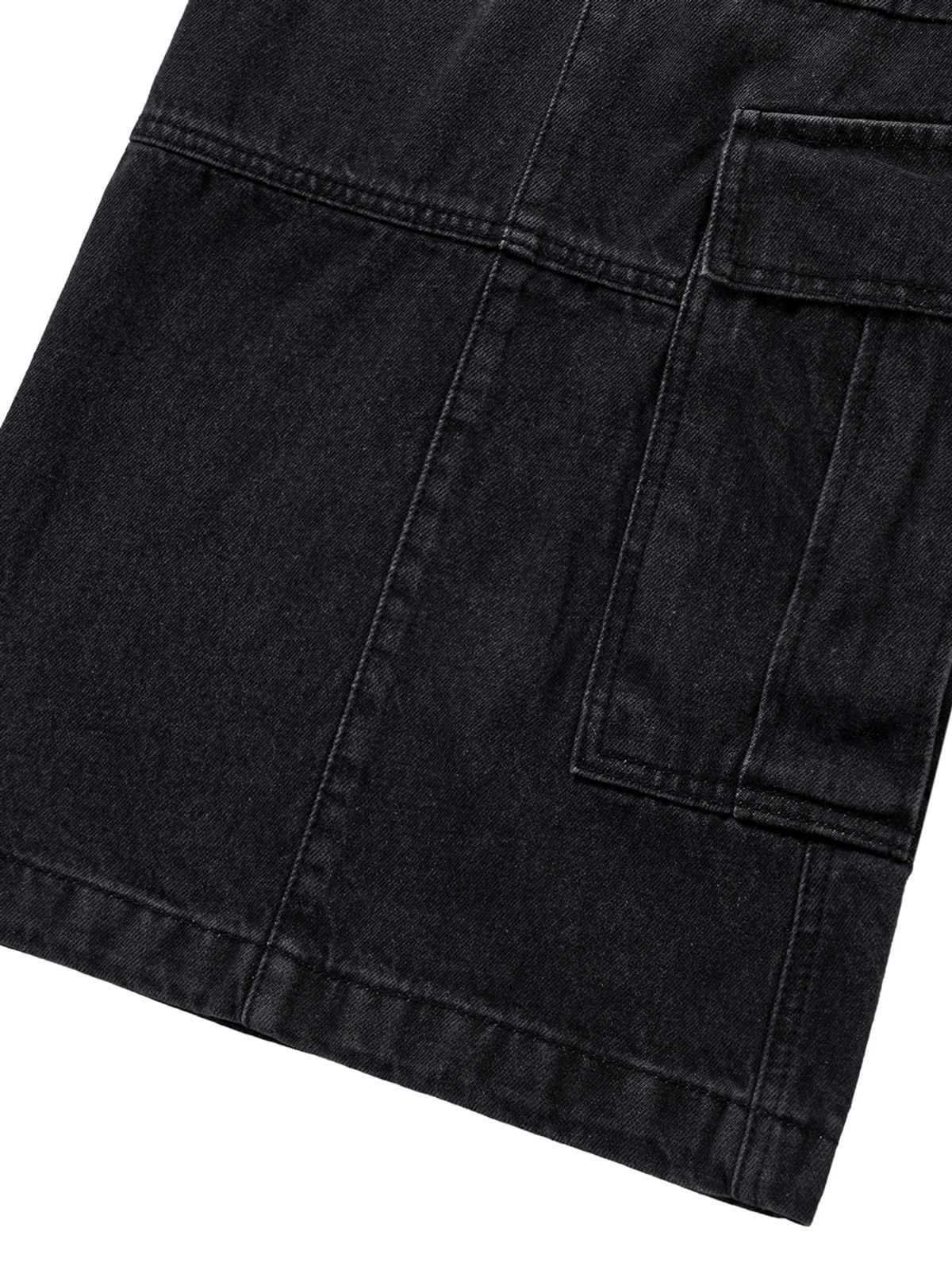 르렌느(LERENNE) Multi Pocket Cargo Flare Denim Pants - Black