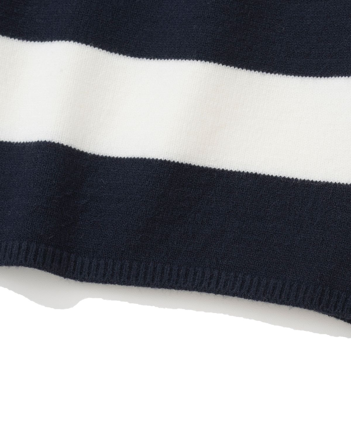 니티드(KNITTED) (W) 스트라이프 럭비 카라 니트 NAVY