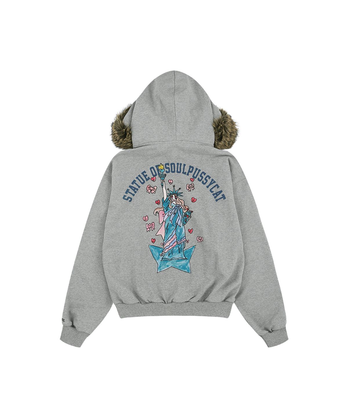 그레일즈(GRAILZ) [SOULPUSSSYCAT X GRAILZ] PARODY FUR ZIP HOODIE [GRAY]